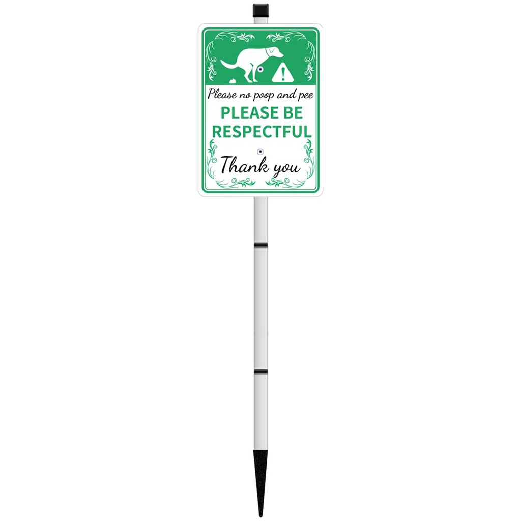 PLEASE NO POOP AND PEE NO POOP Reflective Yard Warning Sign, Aluminum outdoor Security Sign with Stakes, Anti-UV, Rustproof, Waterproof, 10 * 7inch