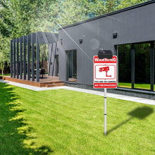 Load image into Gallery viewer, No Trespassing Sign Solar-Powered Private Property Metal Sign with Video Surveillance Security Camera Sign for Outdoor, Yard, Business &amp; Home Road, Street &amp; Warning Signs for Property Beware of Dog