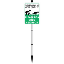 Load image into Gallery viewer, PLEASE CLEAN UP AFTER YOUR PET Reflective Yard Warning Sign, Aluminum outdoor Security Sign with Stakes, Anti-UV, Rustproof, Waterproof, 10 * 7inch