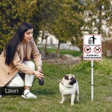 Load image into Gallery viewer, NO POOP Yard Warning Sign Solar Powered, Outdoor Rechargeable LED Illuminated Aluminum Sign with Stake, Reflective Outside Sign Light Up For Houses