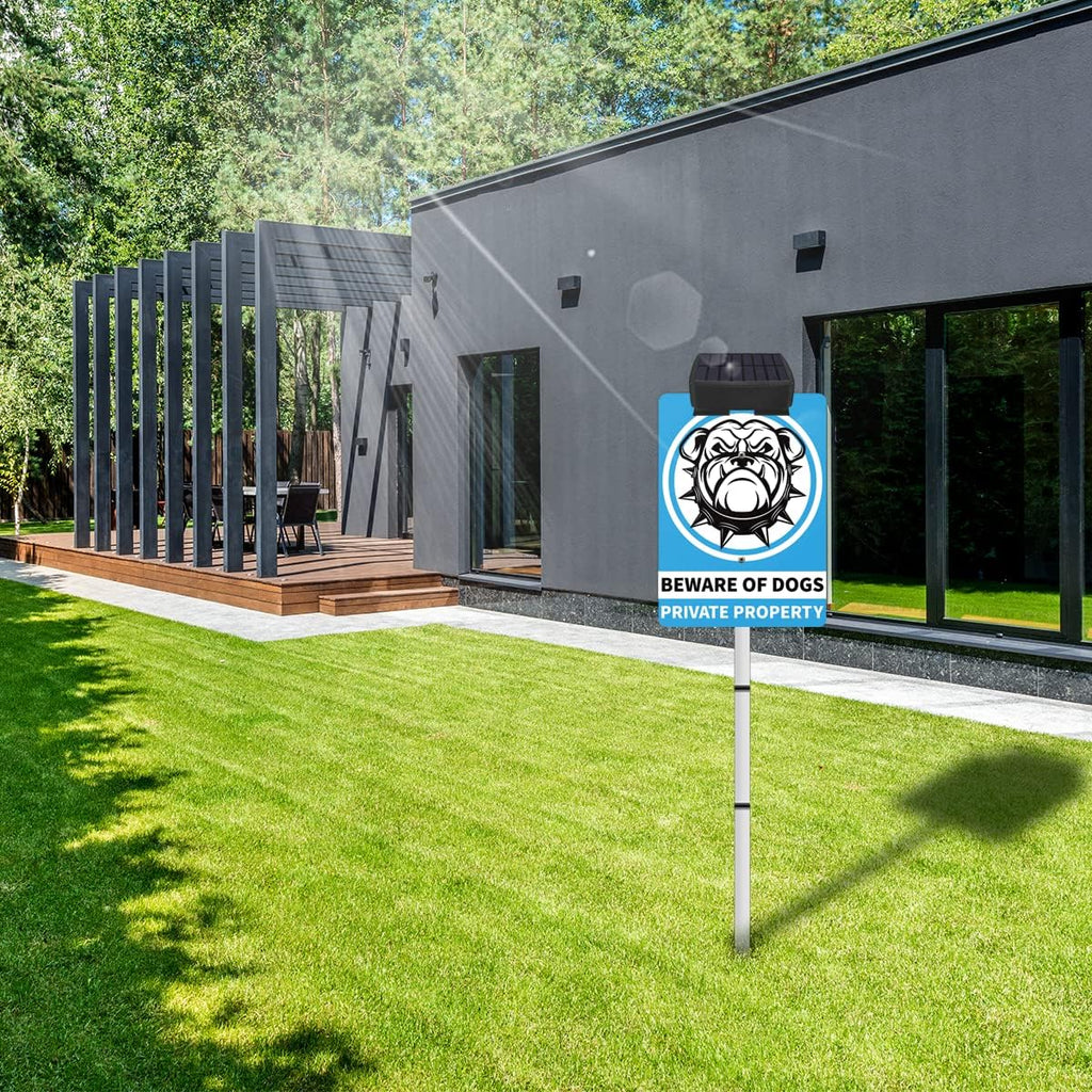 Beware Of Dog Signs For Fence,Dog On Premises Yard Sign,Solar Warning Signs For Property,Dog On Premises Sign Metal,Dog On Property Sign Funny Signs For Dog Lovers 10x7 Inches