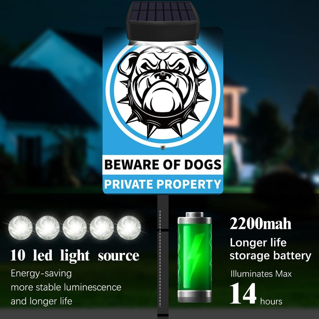 Beware Of Dog Signs For Fence,Dog On Premises Yard Sign,Solar Warning Signs For Property,Dog On Premises Sign Metal,Dog On Property Sign Funny Signs For Dog Lovers 10x7 Inches