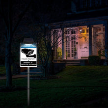 Load image into Gallery viewer, No SOLICITING Yard Warning Sign Solar Powered, Rechargeable LED Illuminated Aluminum Video Surveillance Sign with Stake, Reflective Outside Security Sign Light Up For Houses