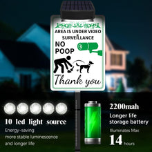 Load image into Gallery viewer, PLEASE CLEAN UP AFTER YOUR PET Yard Warning Sign Solar Powered, Rechargeable LED Illuminated Aluminum Sign with Stake, Reflective Outside Sign Light Up For Houses