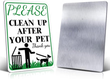 Load image into Gallery viewer, CLEAN UP AFTER OUR PETNO POOP Reflective Yard Warning Sign, Aluminum outdoor Security Sign with Stakes, Anti-UV, Rustproof, Waterproof, 9*7inch