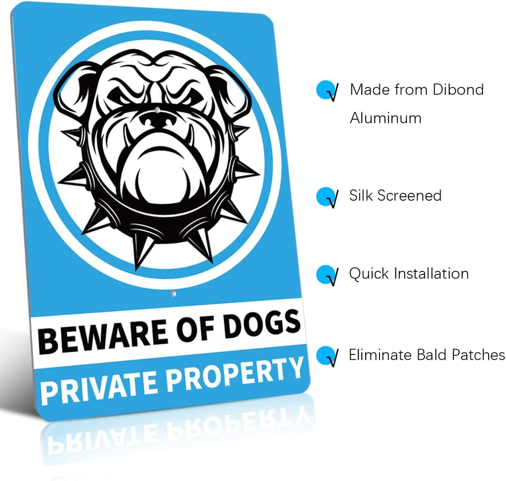 Beware Of Dog Signs For Fence,Warning Signs For Property,Dog On Premises Sign Metal,Dog On Property Sign Funny Signs For Dog Lovers 10x7 Inches