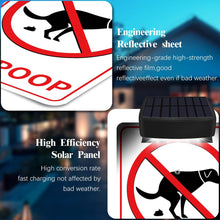 Load image into Gallery viewer, NO POOP Yard Warning Sign Solar Powered, Rechargeable LED Illuminated Aluminum Sign with Stake, Reflective Outside Sign Light Up For Houses