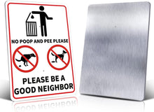 Load image into Gallery viewer, NO POOP Yard Warning Sign Solar Powered, Outdoor Rechargeable LED Illuminated Aluminum Sign with Stake, Reflective Outside Sign Light Up For Houses