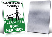 Load image into Gallery viewer, CLEAN UP AFTER YOUR DOG Reflective Yard Warning Sign, Aluminum outdoor Security Sign with Stakes, Anti-UV, Rustproof, Waterproof, 9 * 7inch