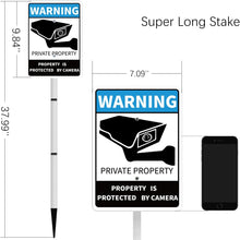 Load image into Gallery viewer, PRIVATE PROPERTY Reflective Video Surveillance Yard Sign, Aluminum Home Security Sign with Stakes, Anti-UV, Rustproof, Waterproof, 9*7inch