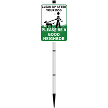 Load image into Gallery viewer, CLEAN UP AFTER YOUR DOG Reflective Yard Warning Sign, Aluminum outdoor Security Sign with Stakes, Anti-UV, Rustproof, Waterproof, 9 * 7inch