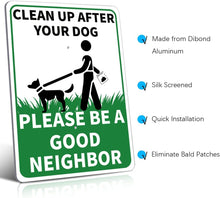 Load image into Gallery viewer, CLEAN UP AFTER YOUR DOG Reflective Yard Warning Sign, Aluminum outdoor Security Sign with Stakes, Anti-UV, Rustproof, Waterproof, 9 * 7inch