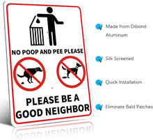 Load image into Gallery viewer, NO POOP Yard Warning Sign Solar Powered, Outdoor Rechargeable LED Illuminated Aluminum Sign with Stake, Reflective Outside Sign Light Up For Houses