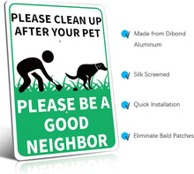 Load image into Gallery viewer, PLEASE CLEAN UP AFTER YOUR PET Reflective Yard Warning Sign, Aluminum outdoor Security Sign with Stakes, Anti-UV, Rustproof, Waterproof, 10 * 7inch