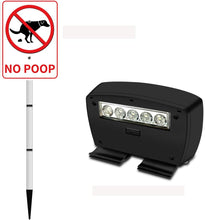 Load image into Gallery viewer, NO POOP Yard Warning Sign Solar Powered, Rechargeable LED Illuminated Aluminum Sign with Stake, Reflective Outside Sign Light Up For Houses