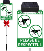 Load image into Gallery viewer, NO POOP Yard Warning Sign Solar Powered, Rechargeable LED Illuminated Aluminum Sign with Stake, Reflective Outside Security Sign Light Up For Houses