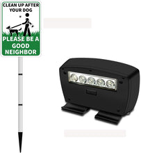 Load image into Gallery viewer, CLEAN UP AFTER YOUR PET Yard Warning Sign Solar Powered, Rechargeable LED Illuminated Aluminum Sign with Stake, Reflective Outside Sign Light Up For Houses