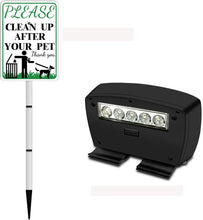 Load image into Gallery viewer, PLEASE CLEAN UP AFTER YOUR PET Sign with Solar Light for Home, Rechargeable LED Illuminated Aluminum Sign with Stake, Reflective Outside Security Sign Light Up For Houses