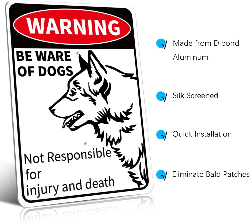 Beware Of Dog Signs For Fence,Dog On Premises Yard Sign,Warning Signs For Property,Dog On Premises Sign Metal,Dog On Property Sign Funny Signs For Dog Lovers 10x7 Inches