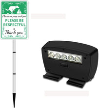 Load image into Gallery viewer, NO POOP Yard Warning Sign Solar Powered, Rechargeable LED Illuminated Aluminum Sign with Stake, Reflective Outside Sign Light Up For Houses