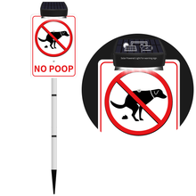 Load image into Gallery viewer, NO POOP Yard Warning Sign Solar Powered, Rechargeable LED Illuminated Aluminum Sign with Stake, Reflective Outside Sign Light Up For Houses