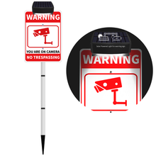 Load image into Gallery viewer, No Trespassing Sign Solar-Powered Private Property Metal Sign with Video Surveillance Security Camera Sign for Outdoor, Yard, Business &amp; Home Road, Street &amp; Warning Signs for Property Beware of Dog