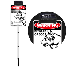 Load image into Gallery viewer, Beware of Dog Sign Solar Powered,Funny Dog Warning Signs for Private Property,Reflective yard signs with stakes,Aluminum Metal Sign,Dogs on Premises Sign,Security Street Sign 10x7 Inches