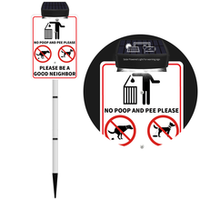 Load image into Gallery viewer, NO POOP Yard Warning Sign Solar Powered, Outdoor Rechargeable LED Illuminated Aluminum Sign with Stake, Reflective Outside Sign Light Up For Houses