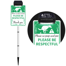 Load image into Gallery viewer, NO POOP Yard Warning Sign Solar Powered, Rechargeable LED Illuminated Aluminum Sign with Stake, Reflective Outside Sign Light Up For Houses