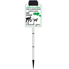 Load image into Gallery viewer, PLEASE CLEAN UP AFTER YOUR PET Yard Warning Sign Solar Powered, Rechargeable LED Illuminated Aluminum Sign with Stake, Reflective Outside Sign Light Up For Houses