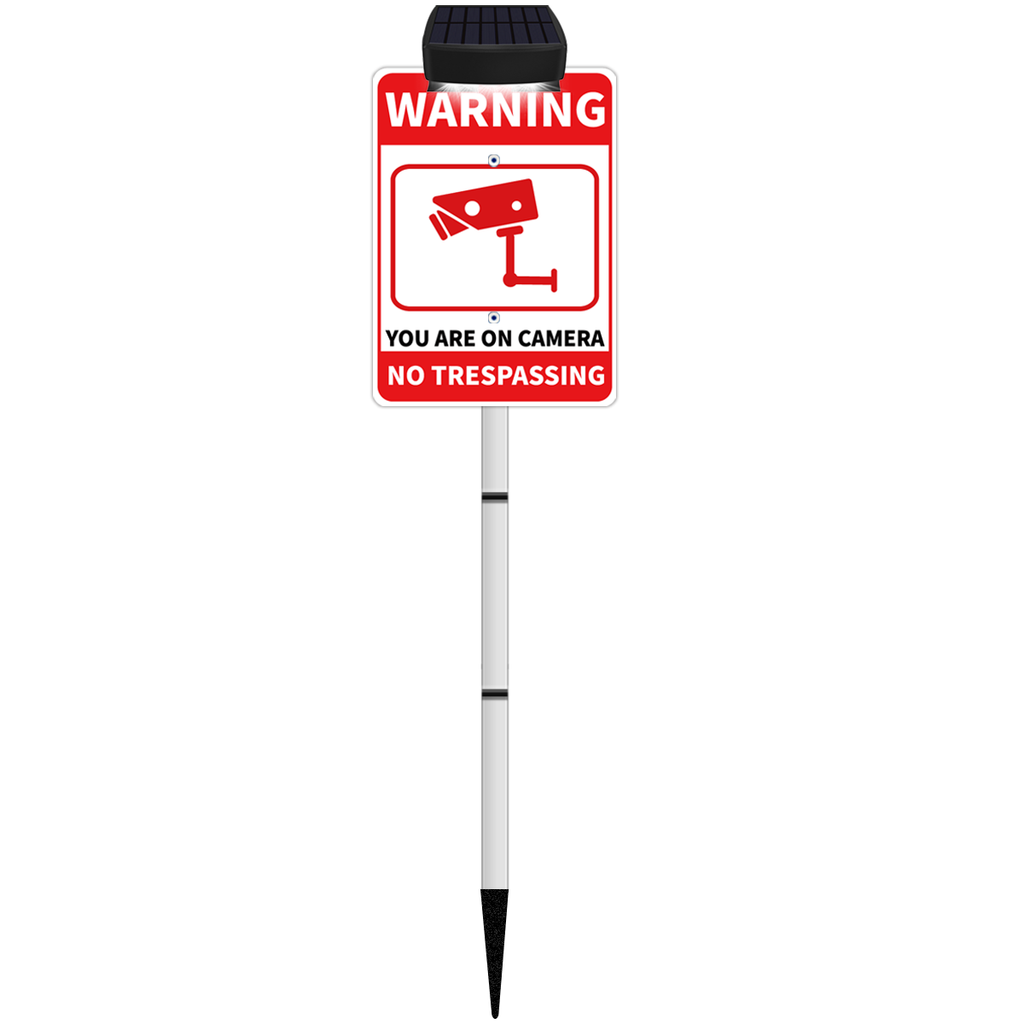 No Trespassing Sign Solar-Powered Private Property Metal Sign with Video Surveillance Security Camera Sign for Outdoor, Yard, Business & Home Road, Street & Warning Signs for Property Beware of Dog