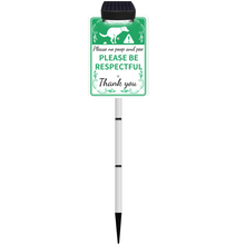 Load image into Gallery viewer, NO POOP Yard Warning Sign Solar Powered, Rechargeable LED Illuminated Aluminum Sign with Stake, Reflective Outside Sign Light Up For Houses