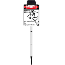 Load image into Gallery viewer, Beware of Dog Sign Solar Powered,Funny Dog Warning Signs for Private Property,Reflective yard signs with stakes,Aluminum Metal Sign,Dogs on Premises Sign,Security Street Sign 10x7 Inches