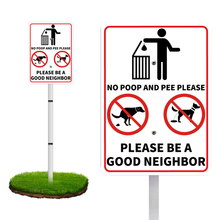 Load image into Gallery viewer, NO POOP Yard Warning Sign Solar Powered, Outdoor Rechargeable LED Illuminated Aluminum Sign with Stake, Reflective Outside Sign Light Up For Houses