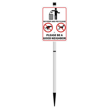 Load image into Gallery viewer, NO POOP Yard Warning Sign Solar Powered, Outdoor Rechargeable LED Illuminated Aluminum Sign with Stake, Reflective Outside Sign Light Up For Houses